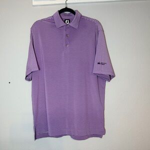 FootJoy Golf Polo Shirt Mens Size Medium Purple Gray Striped Embroidered